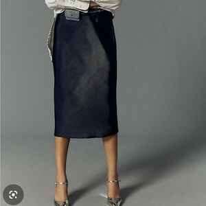 Anthropologie Liquid Shine Bias-Cut Skirt In Black Size Small